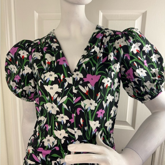 VERONICA BEARD Janis Ruched Floral-Print Dress Size 0. - Picture 4 of 16